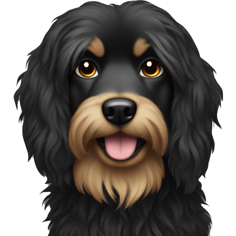 Scruffy black silk dog with long hair emoji