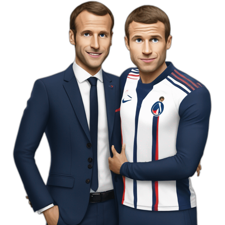 Macron qui fait un câlin à Mbappé emoji