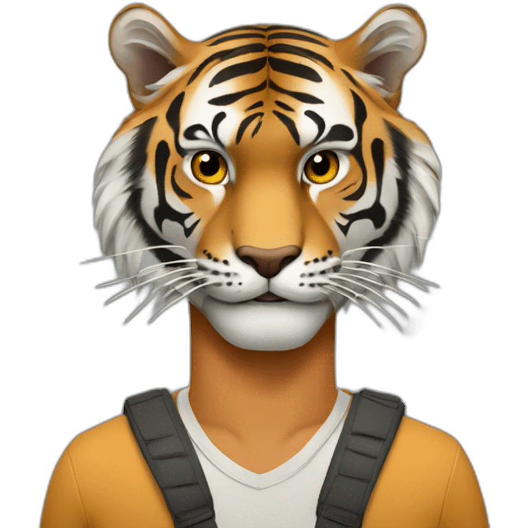 Un tigre sur un homme emoji