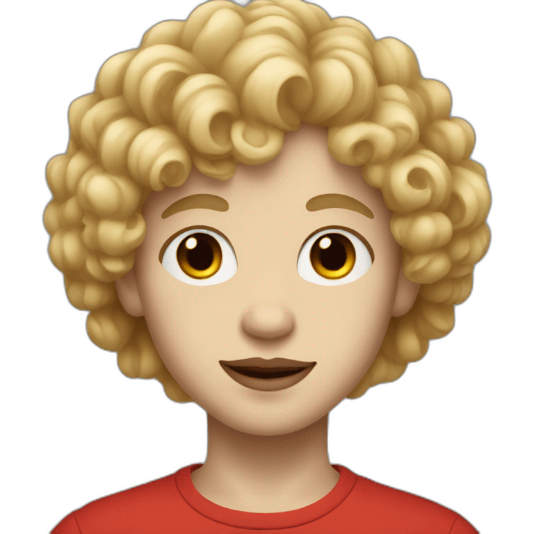 boy with blonde curly hair and brown eyes and white skin and red lips  emoji