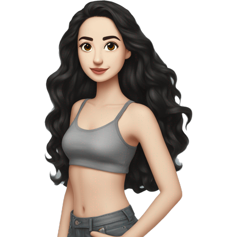 Hania amir, teen, full body, aesthetic, well detailed, black hair emoji