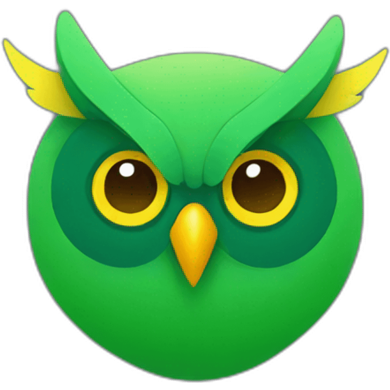 green owl with yellow beak minimalism emoji