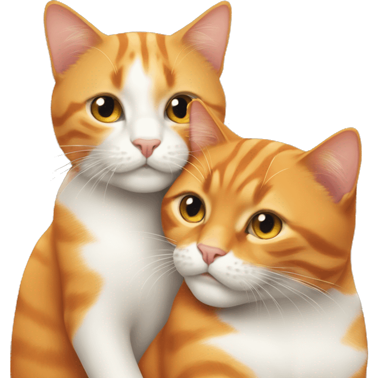 two orange cats cuddling one with no white emoji