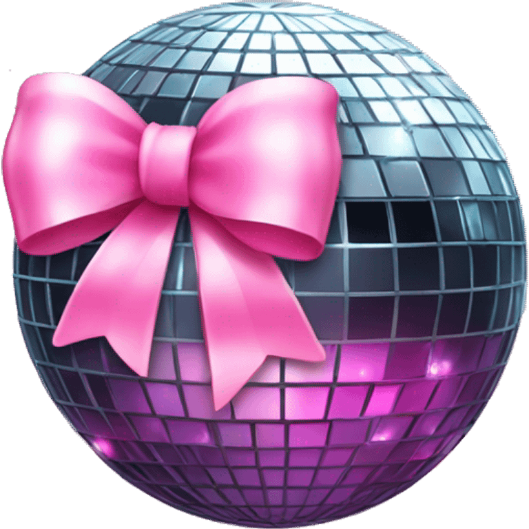 Disco ball with pink bow emoji