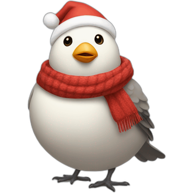 Fat Bird Santa wearing scarf emoji