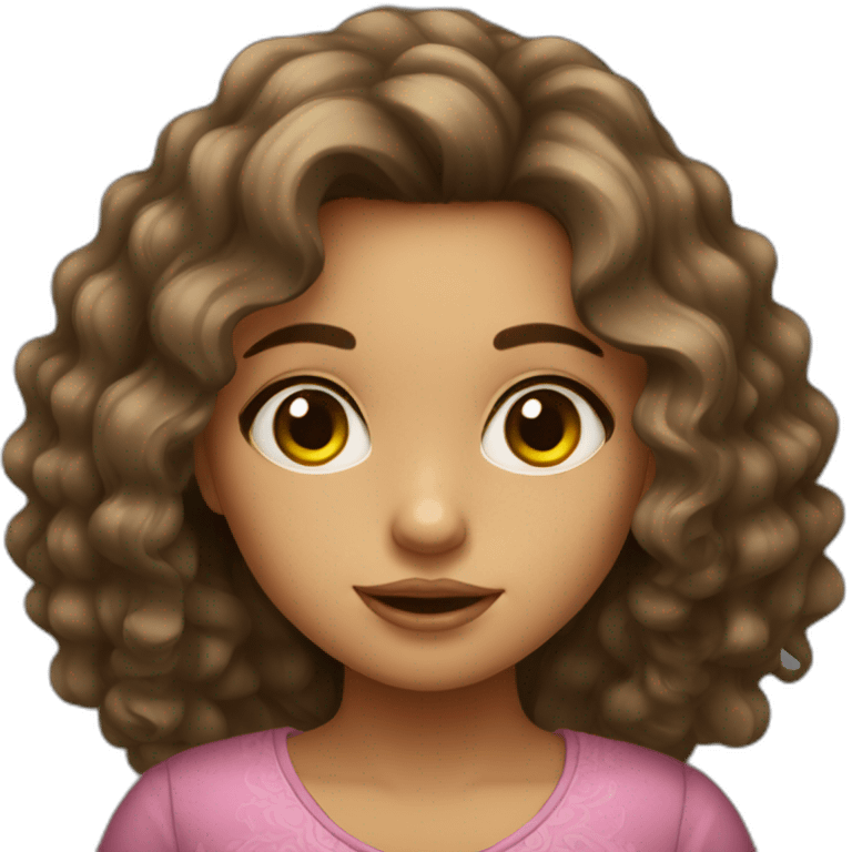 cute mexican girl with wavy hair and big eyes emoji