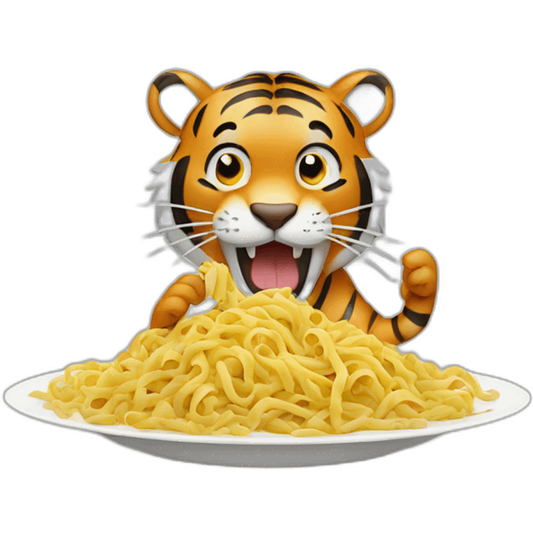 tiger eating pasta emoji