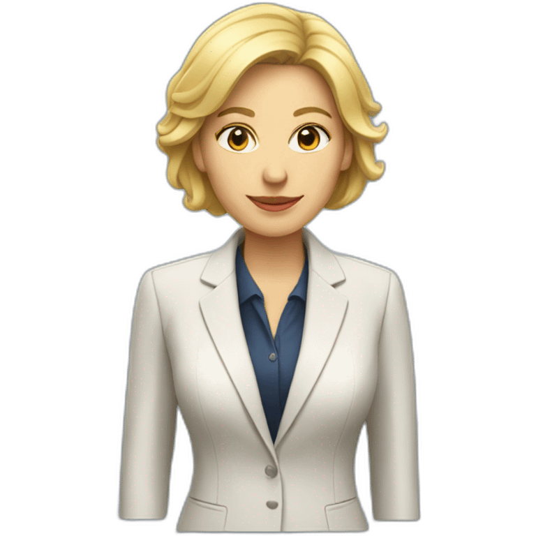 White woman in suite emoji