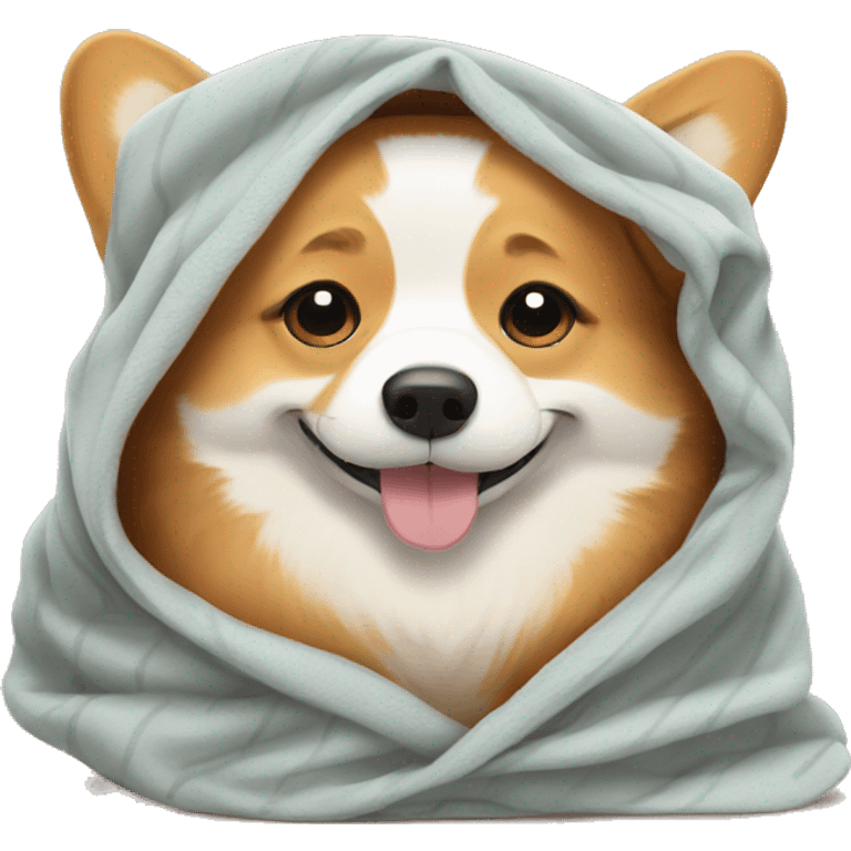 Corgi lying under blanket  emoji