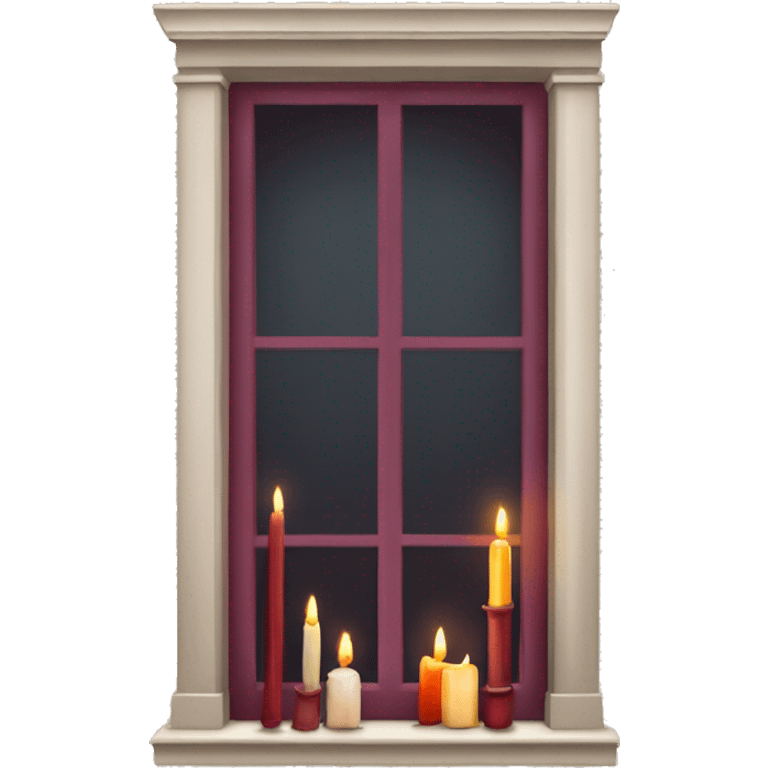 Books and candles entering for a window burgundy emoji