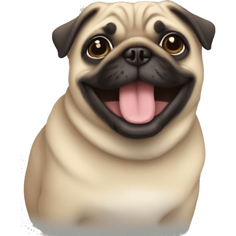 A little sable pug smiling  emoji