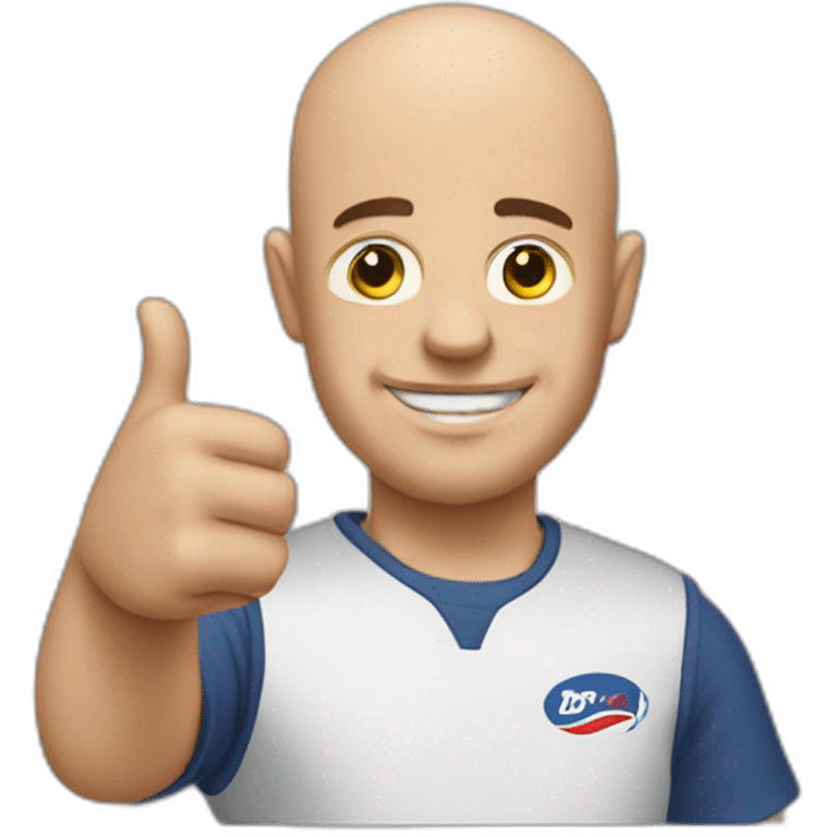 bald man with thumsup and beckoon emoji