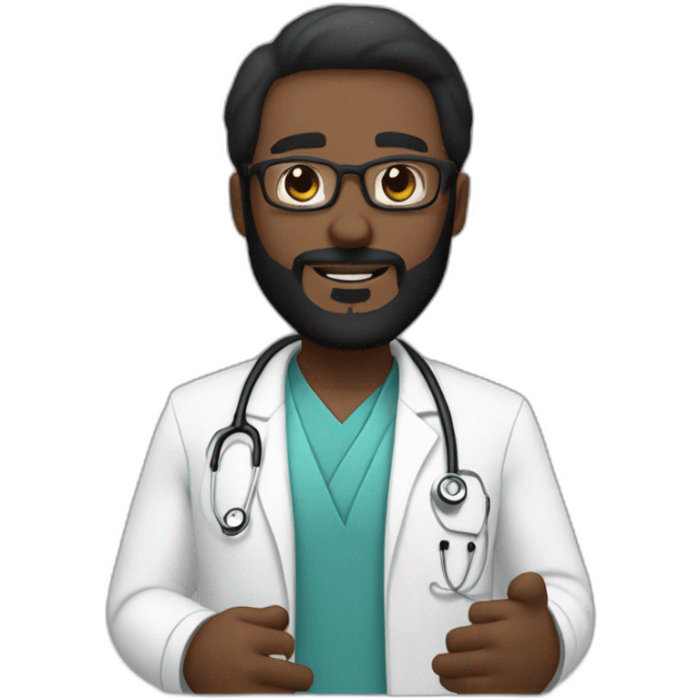 black bearded white skin Aesthetic doctor saying hello emoji