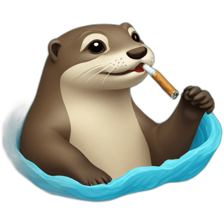 loutre affalés dans l'eau avec un cigare emoji