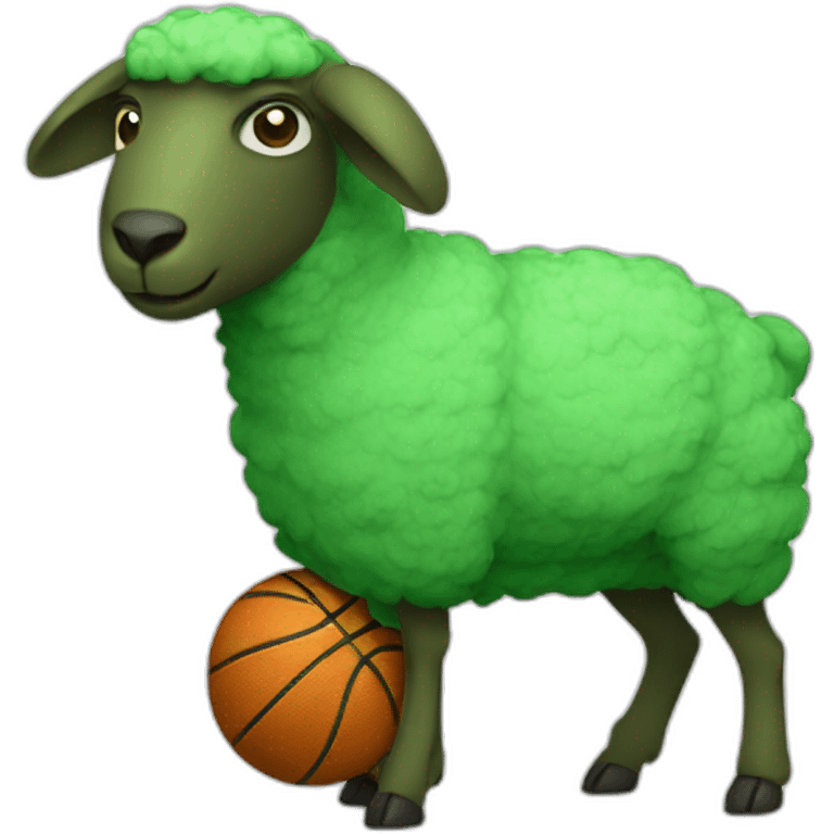 green sheep playing basketball emoji