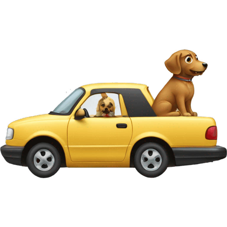 A car that rides a dog emoji