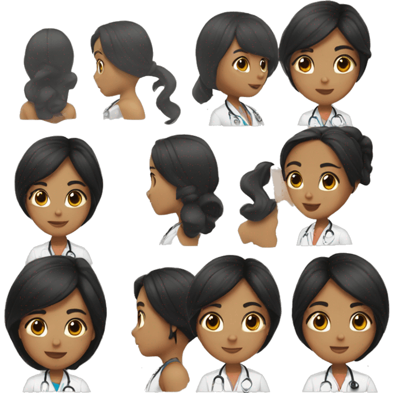 tan girl doctor with black hair  emoji