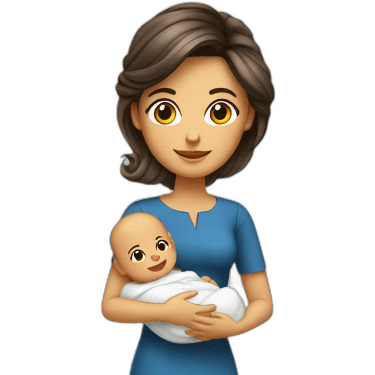 Femme italienne aux cheveux longs et son bébé emoji