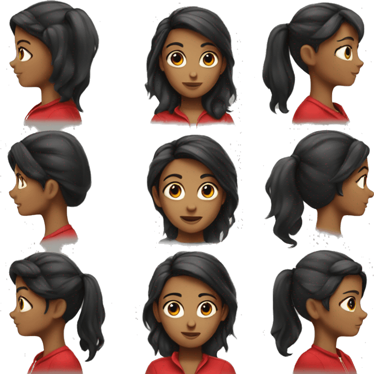 Black hair girl with red half zip emoji