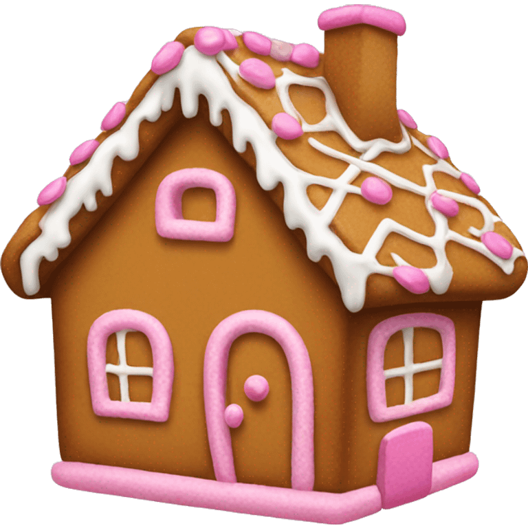 Gingerbread house with a pink bow  emoji