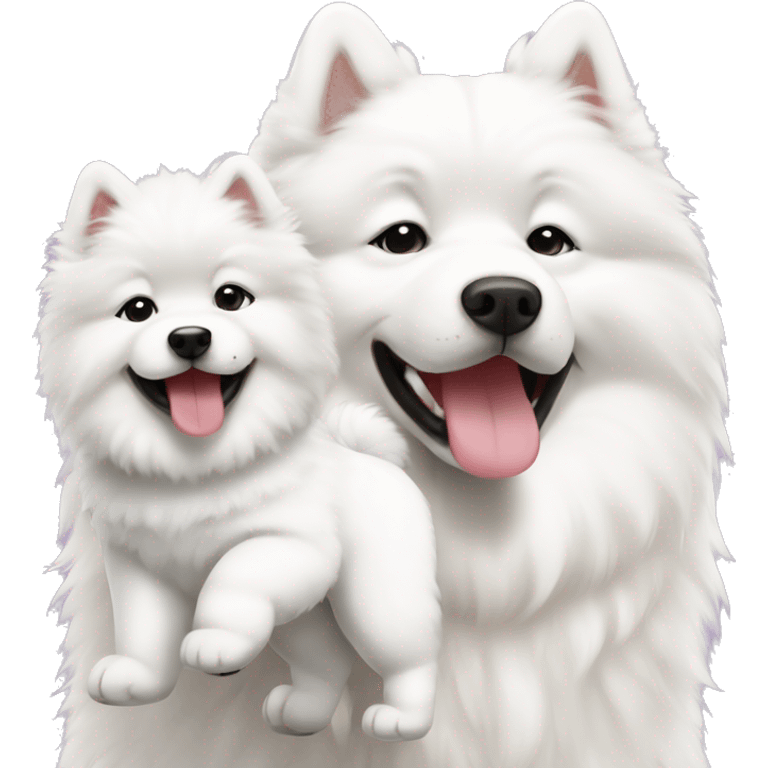 Mommy samoyed with puppy samoyed  emoji