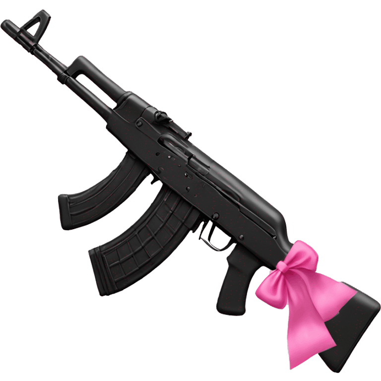 All black Ak47 with pink bow on it  emoji