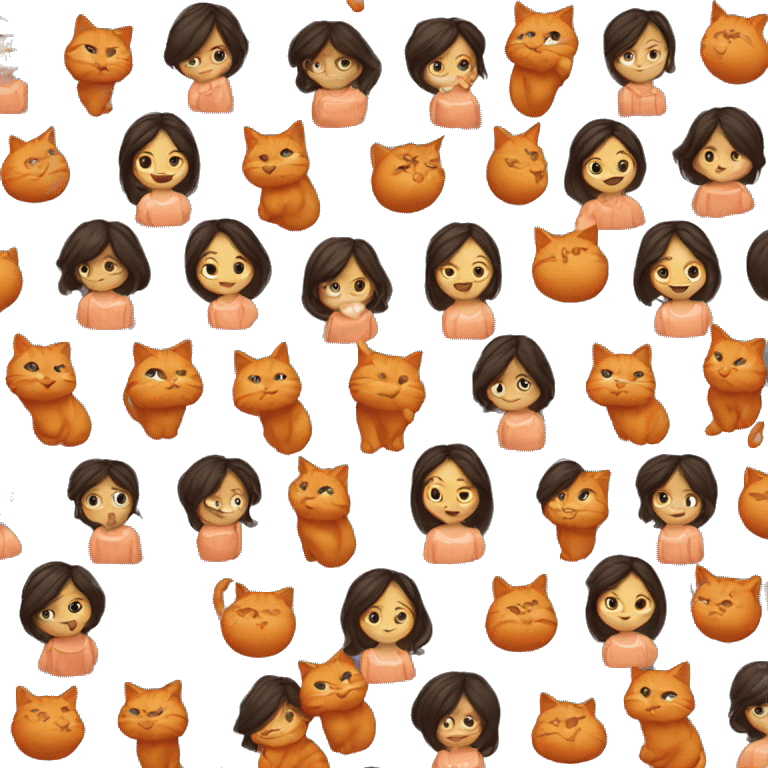 brunette holding orange cat emoji