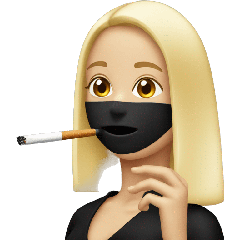 Blonde bob girl smoking a cigarette with black clothes emoji