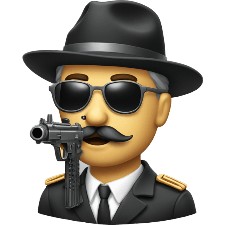 Moustache with machinegun emoji