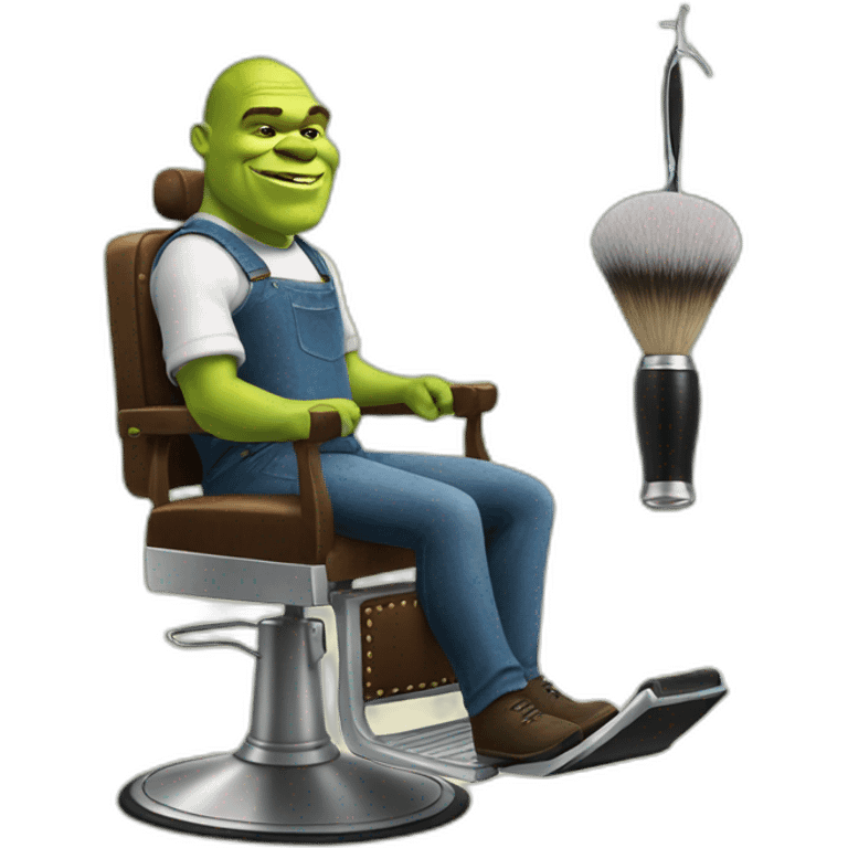 Shrek on chair and barber emoji