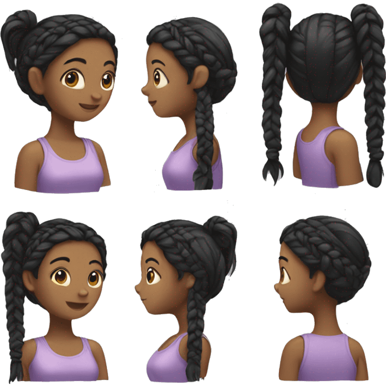 Girl with black hair and braids emoji