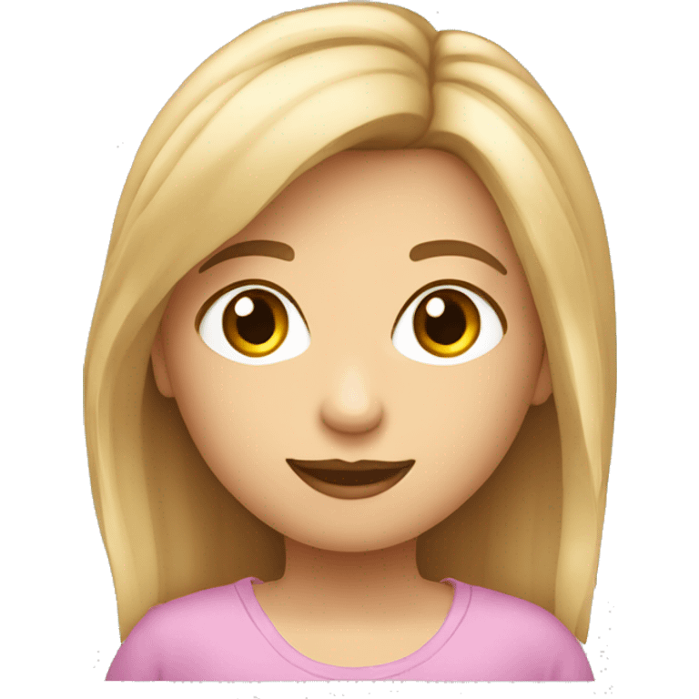 emoji niña rubia de pelo corto por los hombnros con ojos marrones emoji