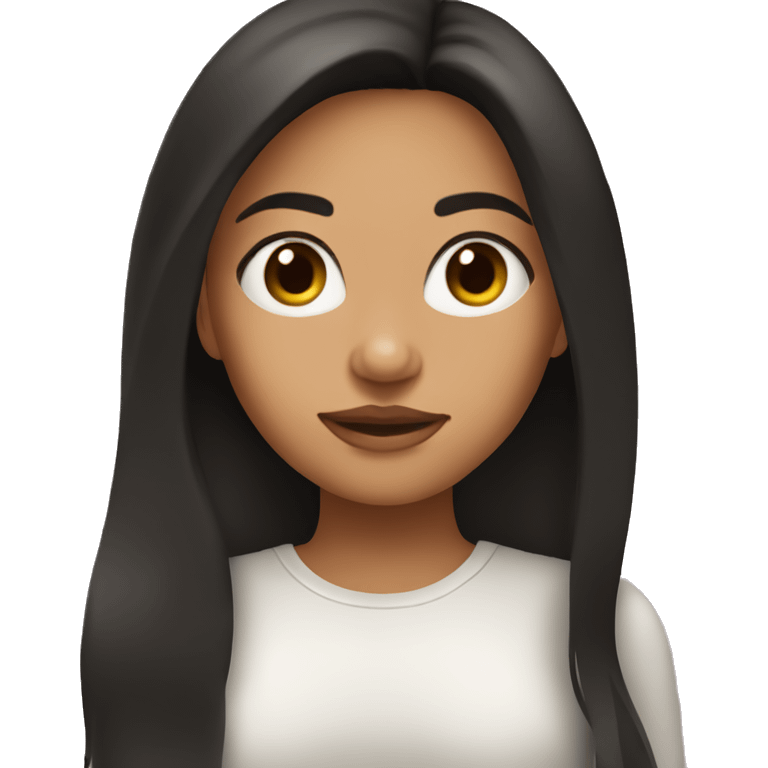 Latina, make her eyes a darker brown, make her hair straight long and black emoji