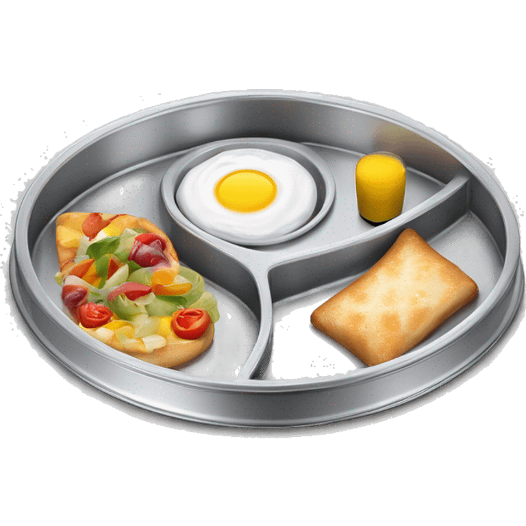 Realistic Hotel silver metallic covered room service food tray emoji