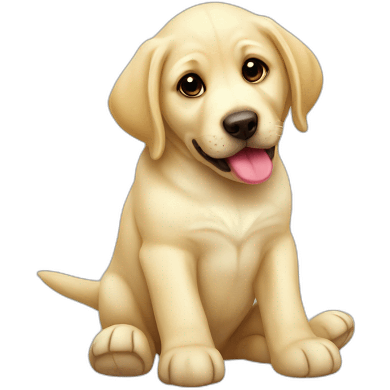 Very cute puppy yellow Labrador with stuffed toy in mouth emoji