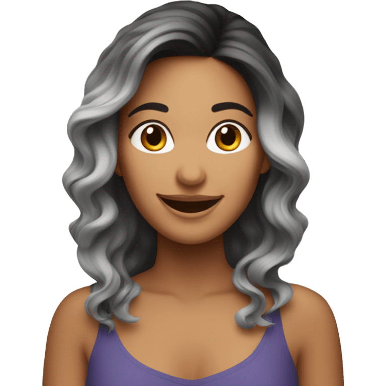 Happy Latina woman with ombré haie emoji