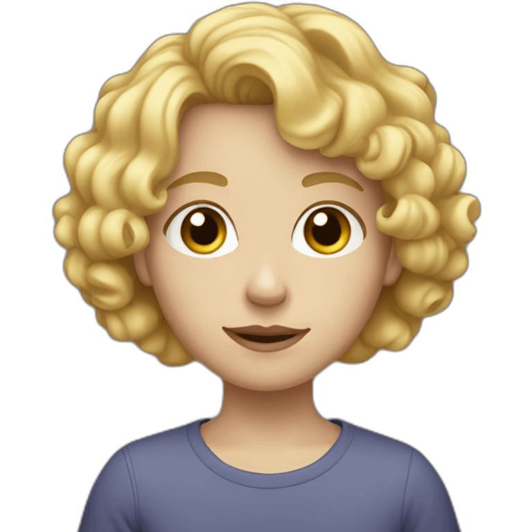 A white teenager with a round face and curly short blonde hair emoji