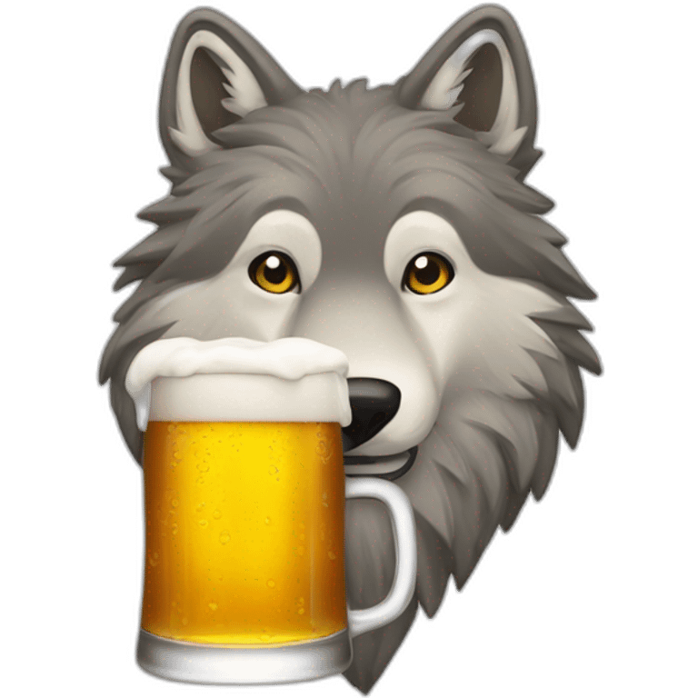 Un loup qui bois une bière emoji