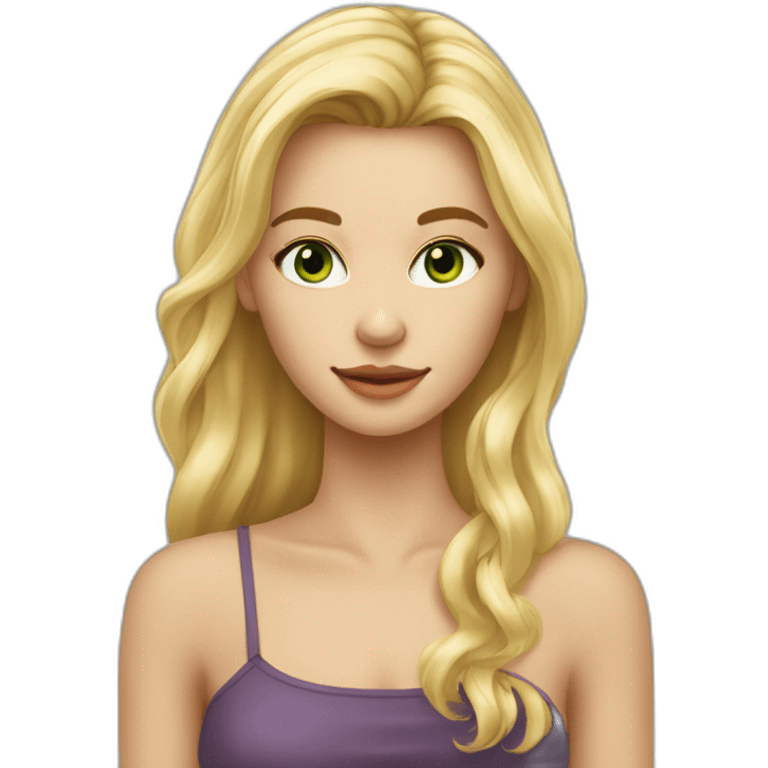 fille blonde cheveux long raide peau claire yeux verts emoji