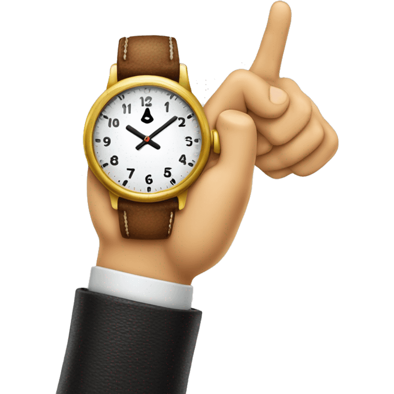 an index finger pointing at a wristwatch emoji