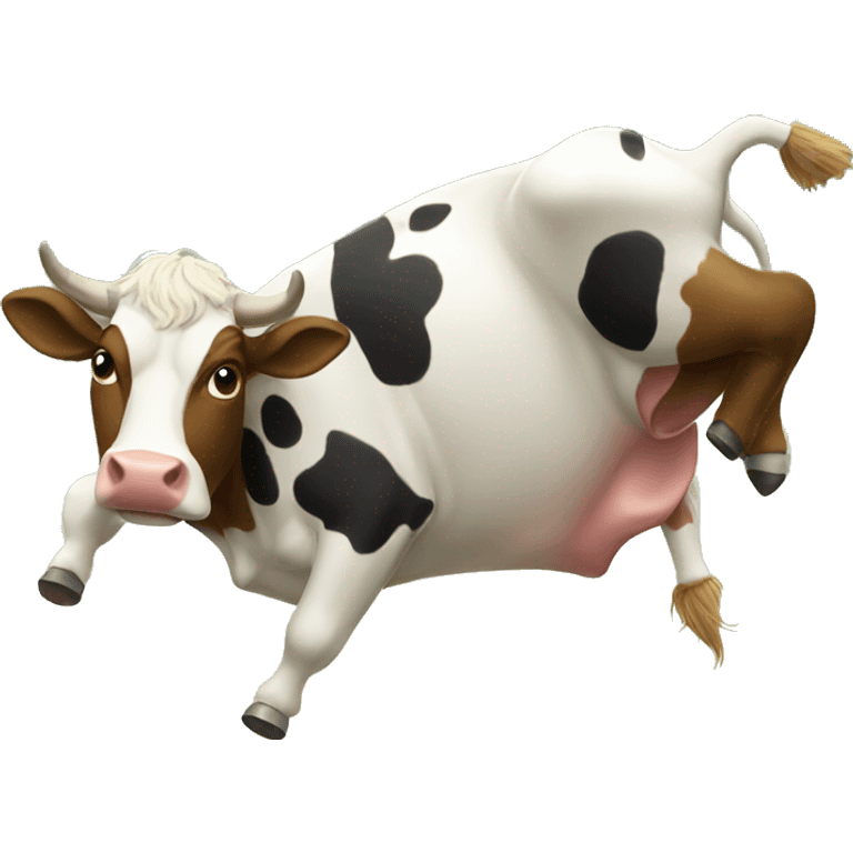 Cow doing back flip emoji