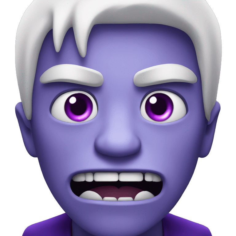 Monster with White hair and Purple eyes with big sharp teet emoji