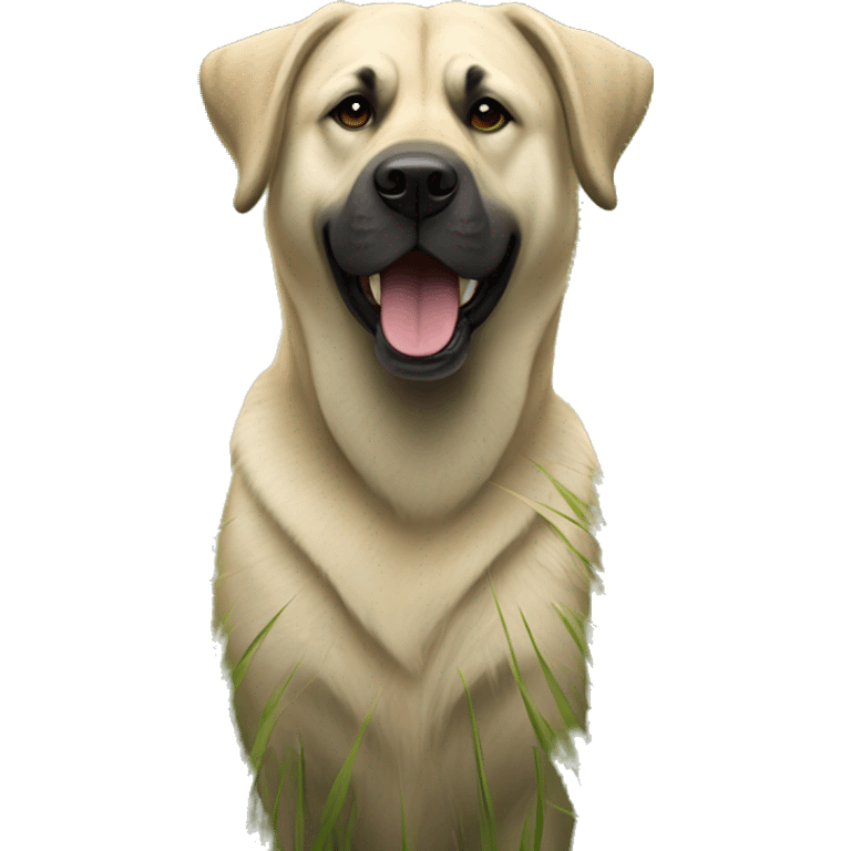 realistic kangal dog in tall grass emoji