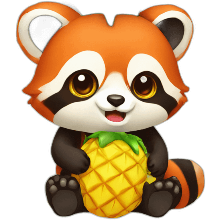 red-panda-eating-pineapple emoji