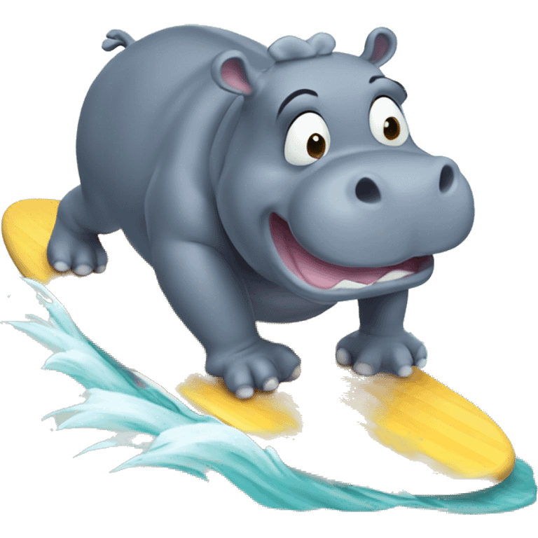 Hippo surfing emoji