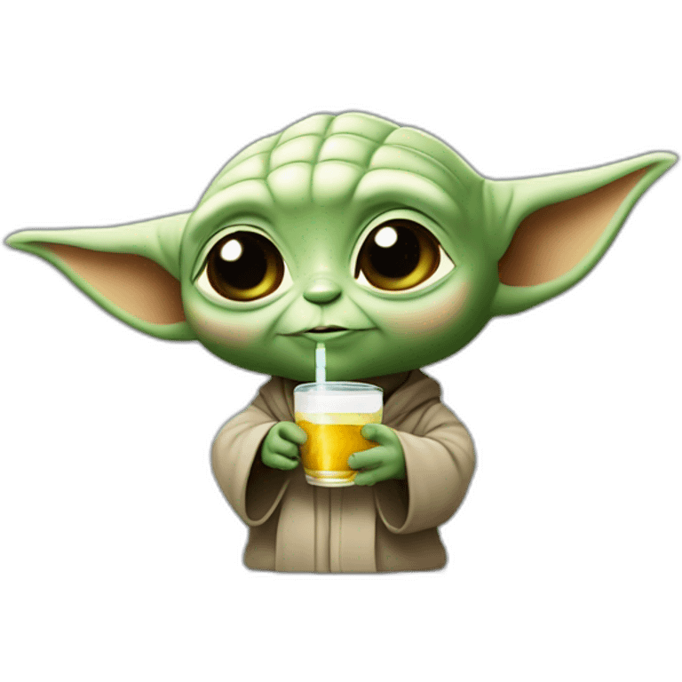 Bébé Yoda qui bois un verre de coca emoji