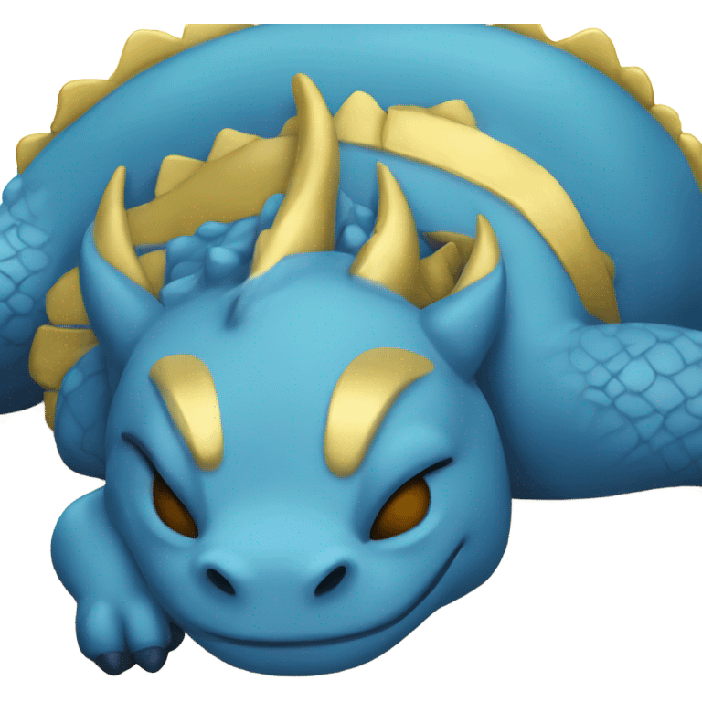 blue and little bit of gold dragon sleeping  emoji