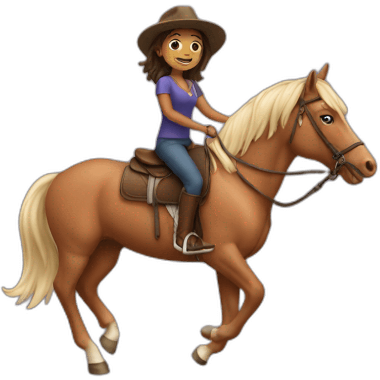 A girl rides a horse emoji