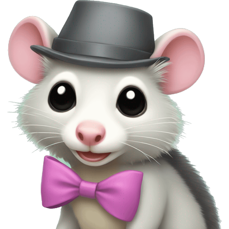 An opossum wearing a bow  emoji