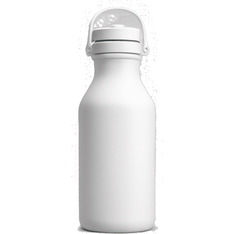 white water bottle with white lid, white handle strap emoji